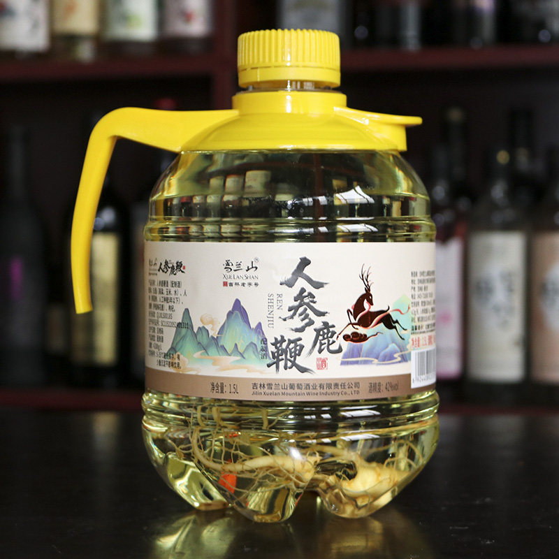 雪兰山东北特产人参鹿鞭枸杞酒42度纯粮基酒配制酒1500ml桶装散酒