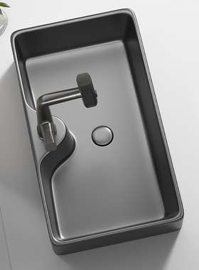 枪灰色陶瓷台上盆卫生间洗手盆洗脸盆家用长方形台盆面盆艺术盆