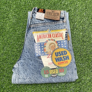 中古日本造Edwin牛仔裤做旧雪花纹15oz面料腰围27码90年代收藏品