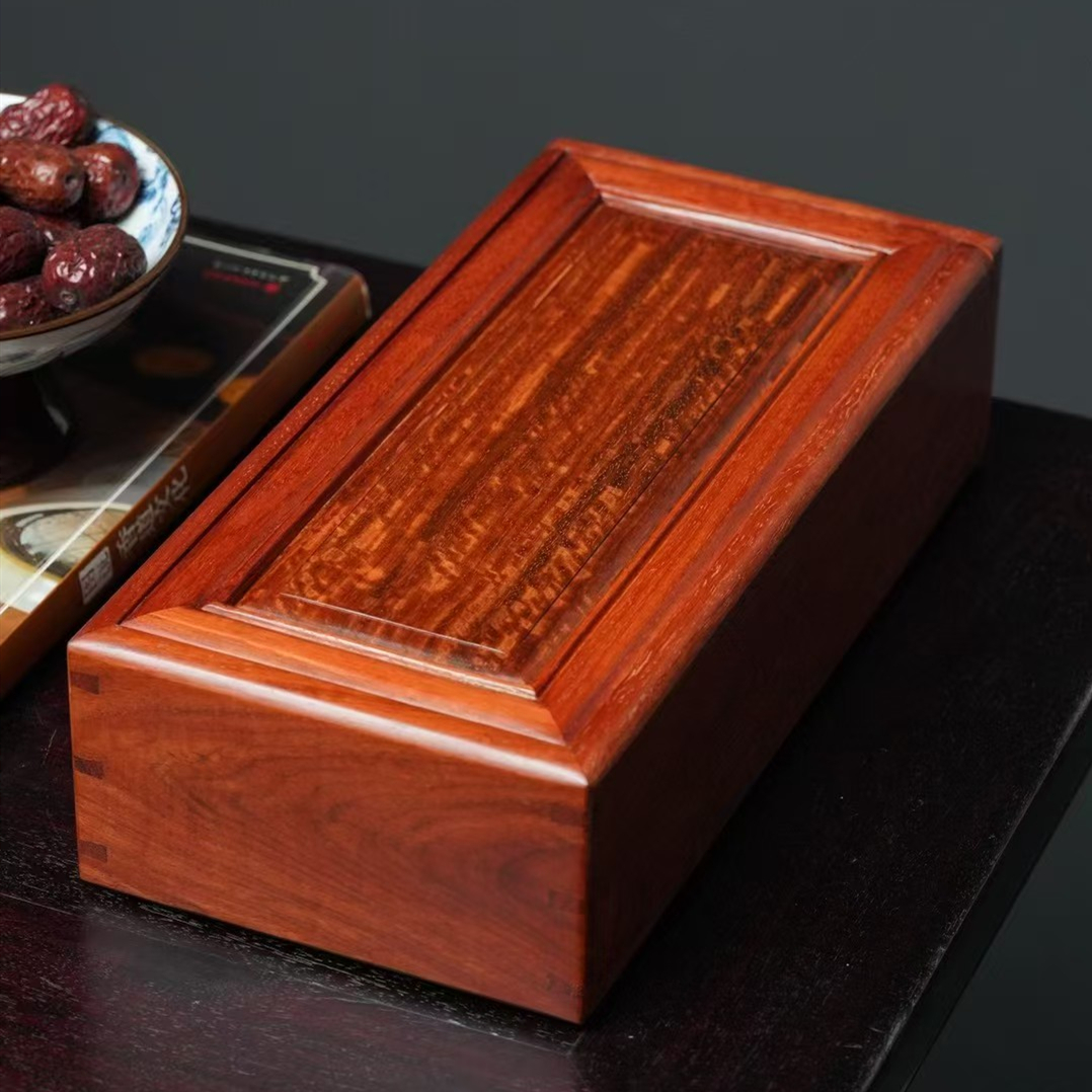 机关盒长方形抽拉盖鲁班锁机关盒首饰盒实木项链珠宝盒缅甸花梨木