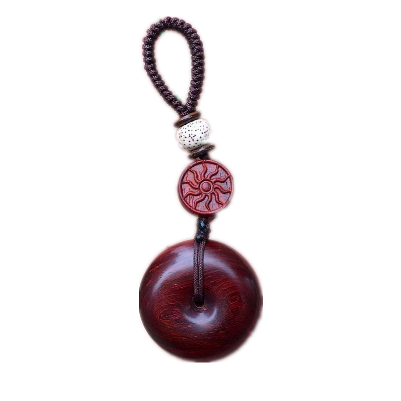 面包圈吊坠平安扣红木手把玩件紫檀钥匙扣个性礼品汽车挂件包配饰