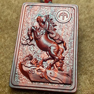 生肖马吊坠马到成功木雕实木马方牌红木马挂件小叶紫檀雕刻午马