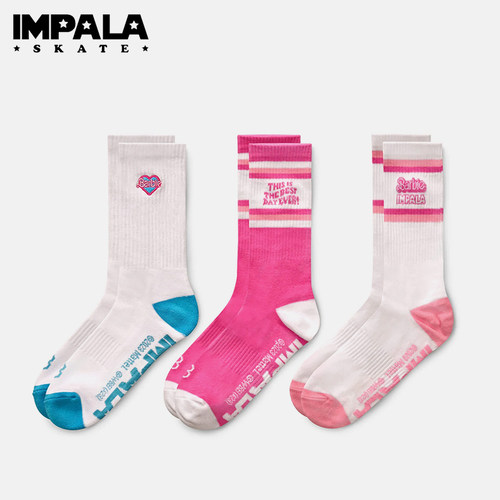 澳洲 Impala Barbie芭比联名款袜子溜冰鞋轮滑鞋滑板时尚运动长袜