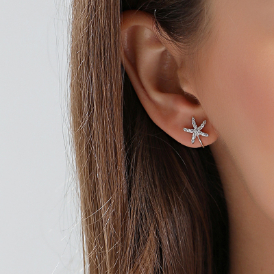 925银海星耳钉耳夹女无耳洞耳饰仙气森系超仙可爱日系改良蚊香盘