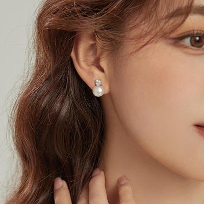 925银淡水珍珠耳夹无痛耳环
