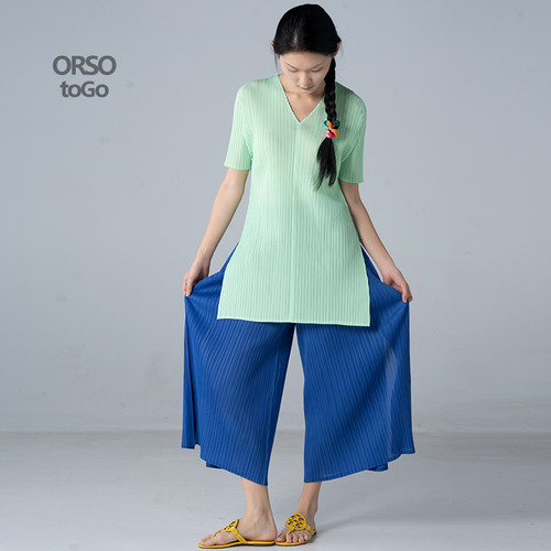 ORSO 2025夏季新款褶皱短袖T恤女时尚褶皱设计感小众百搭上衣纯色