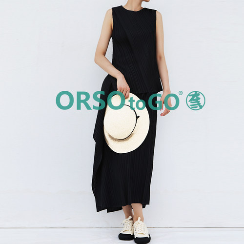 ORSOtogo修身褶皱连衣裙气质修身