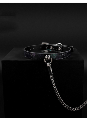 真皮牛皮 项圈男女颈圈高级黑色choker项链牵引绳小狗链刻字定制