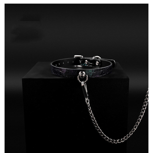 真皮牛皮 项圈男女颈圈高级黑色choker项链牵引绳小狗链刻字定制