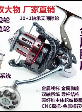 东梦全金属AFL 8000 10000 12000型锚鱼超大型鱼线轮纺车轮远投轮