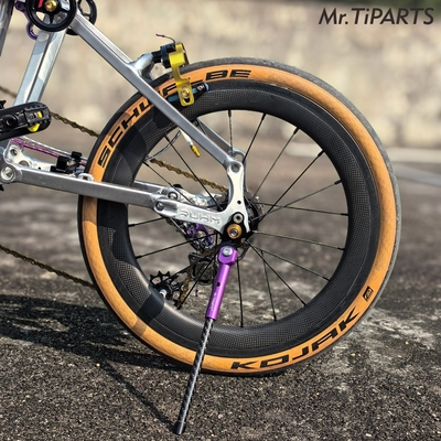 mr.tiparts适合ruhm pro方管小布三折叠自行车脚撑16寸铝合金碳纤