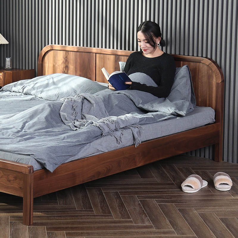 北美黑胡桃木实木床梓愫木作