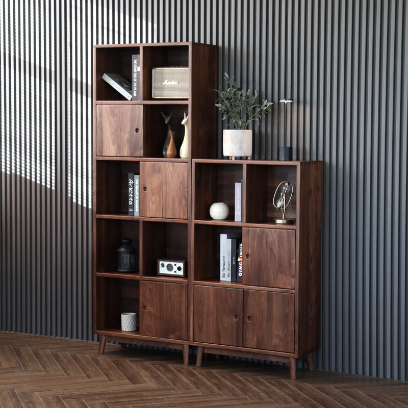 北美黑胡桃木书架实木书柜