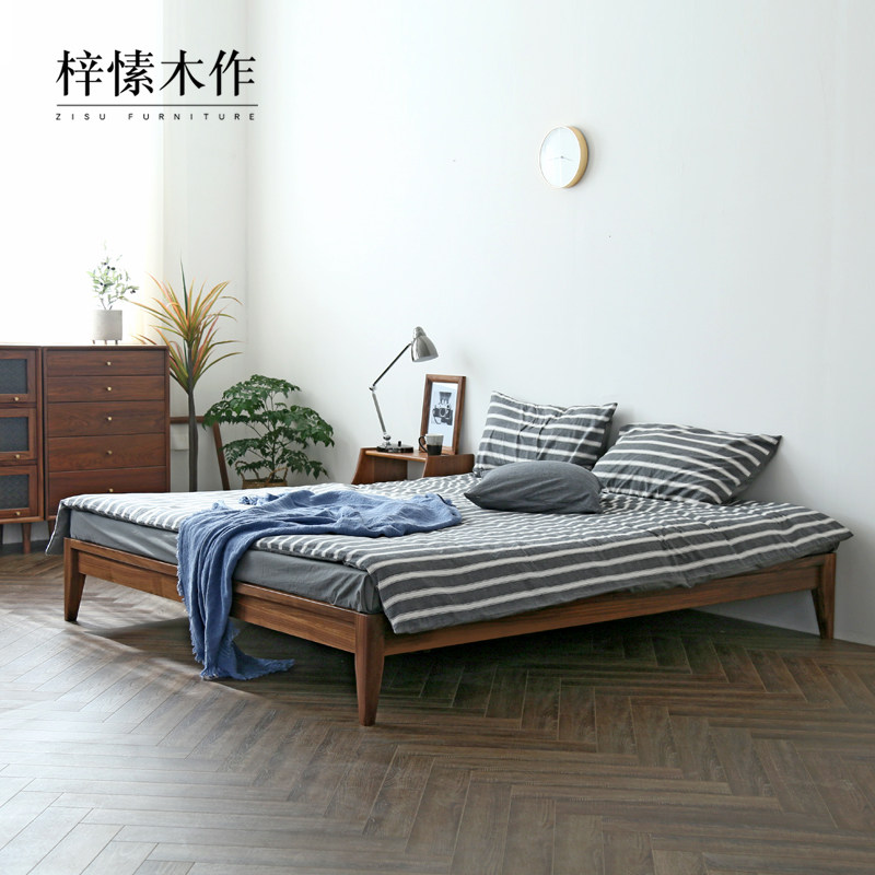 梓愫木作北欧无床头黑胡桃木