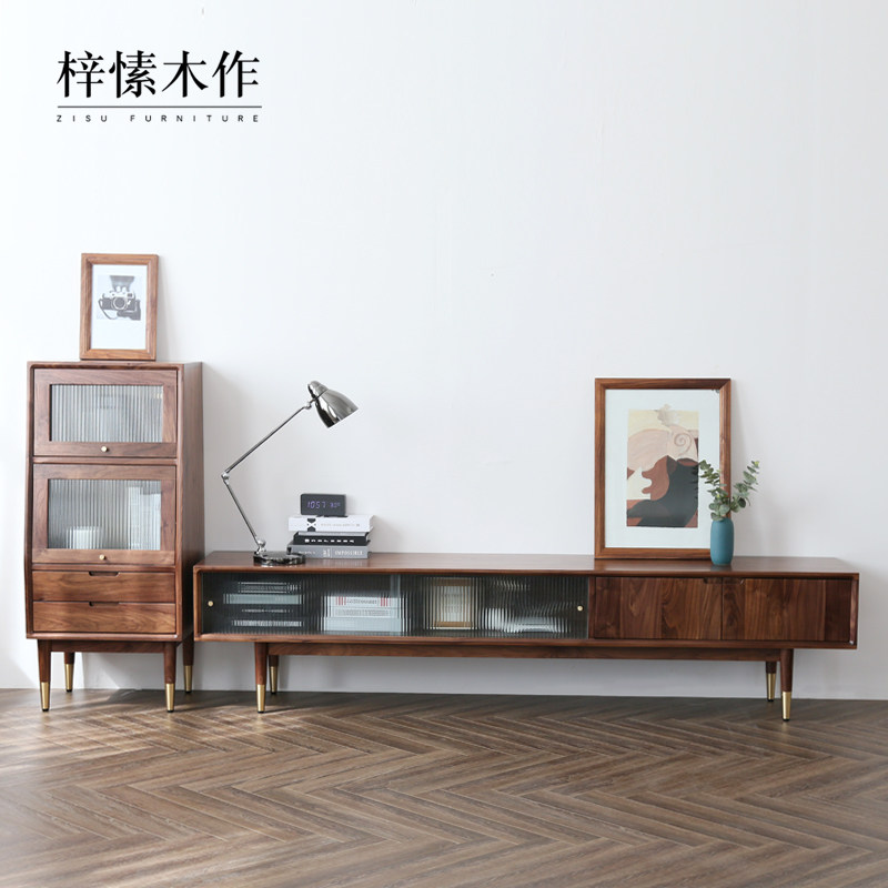 黑胡桃实木电视柜现代环保组合