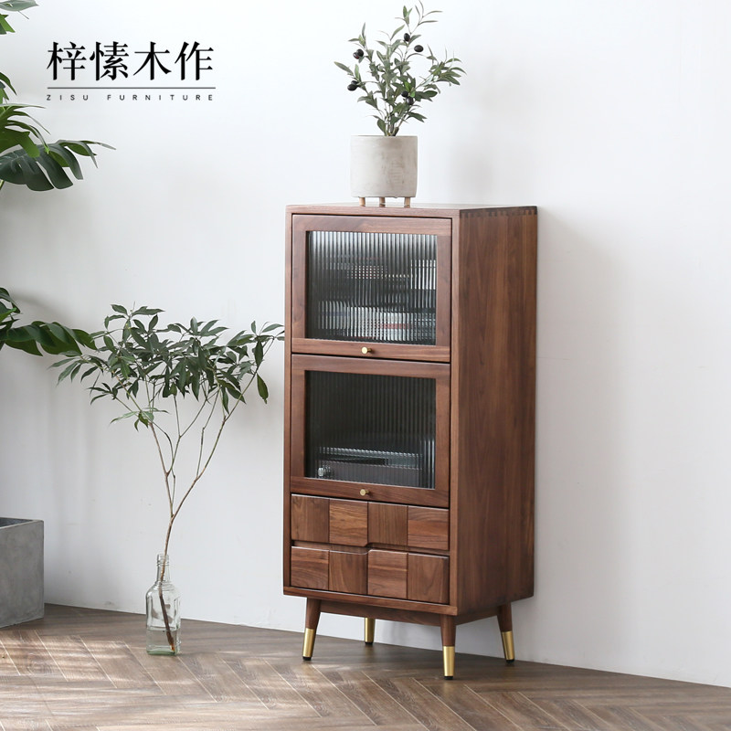 梓愫木作北欧黑胡桃电视边柜沙发