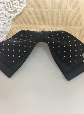 韩系黑色波点蝴蝶结发夹高级感