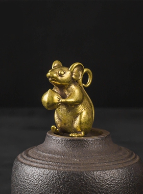 创意黄铜米老鼠偷油献桃摆件