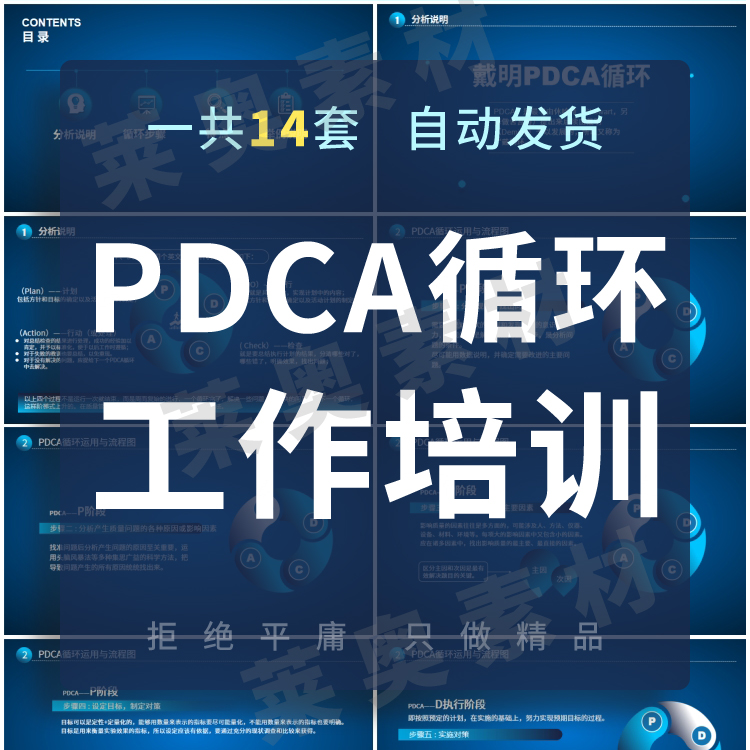 企业PDCA循环工作方法培训PPT成品课件运用与流程图案例分析素材