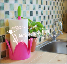 厨房卷纸架韩国进口塑料花瓣纸筒架卷纸筒立式 厕所花朵纸巾架三色