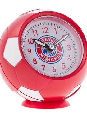 进口拜仁周边床头闹钟红色夜光指针足球形状官方正品35219品德居