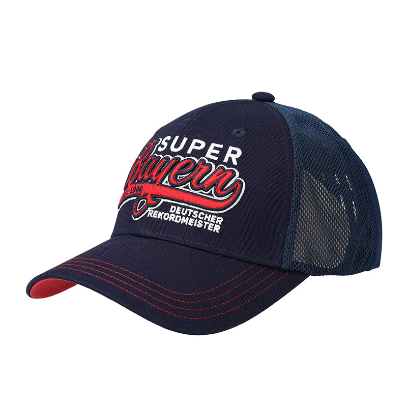 进口拜仁帽子深蓝SuperBayern棉网混纺卡车帽官方正品35543品德居