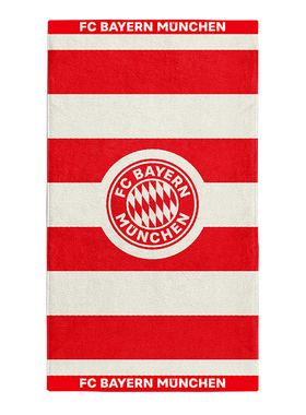 进口拜仁周边浴巾纯棉红白条纹140*70cm官方正品35381品德居