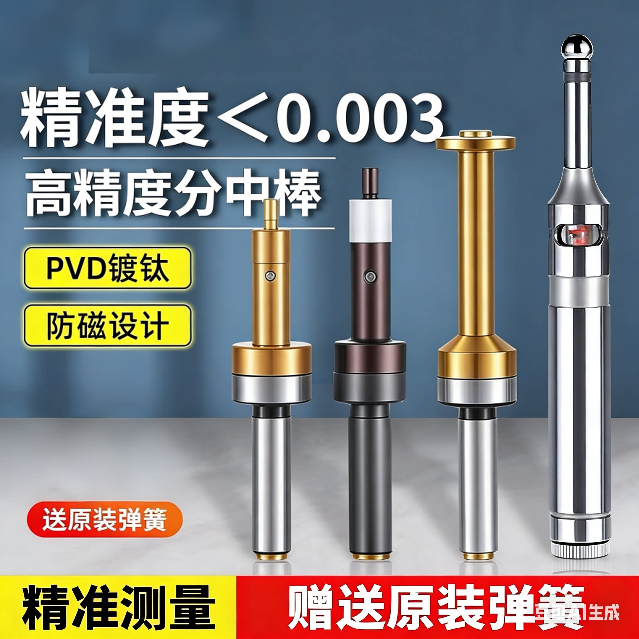 直身T型分中棒加长陶瓷分中棒D30沟槽分中加长寻边器高精镀钛T型