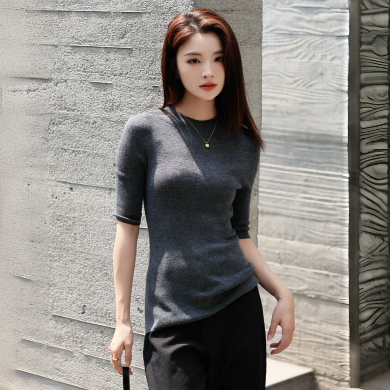 温尔家 可机洗30%美丽诺羊毛打底衫女中袖春秋季修身针织衫上衣,女装/女士精品,毛针织衫,淘宝优惠券,粉丝福利购,淘宝优惠卷