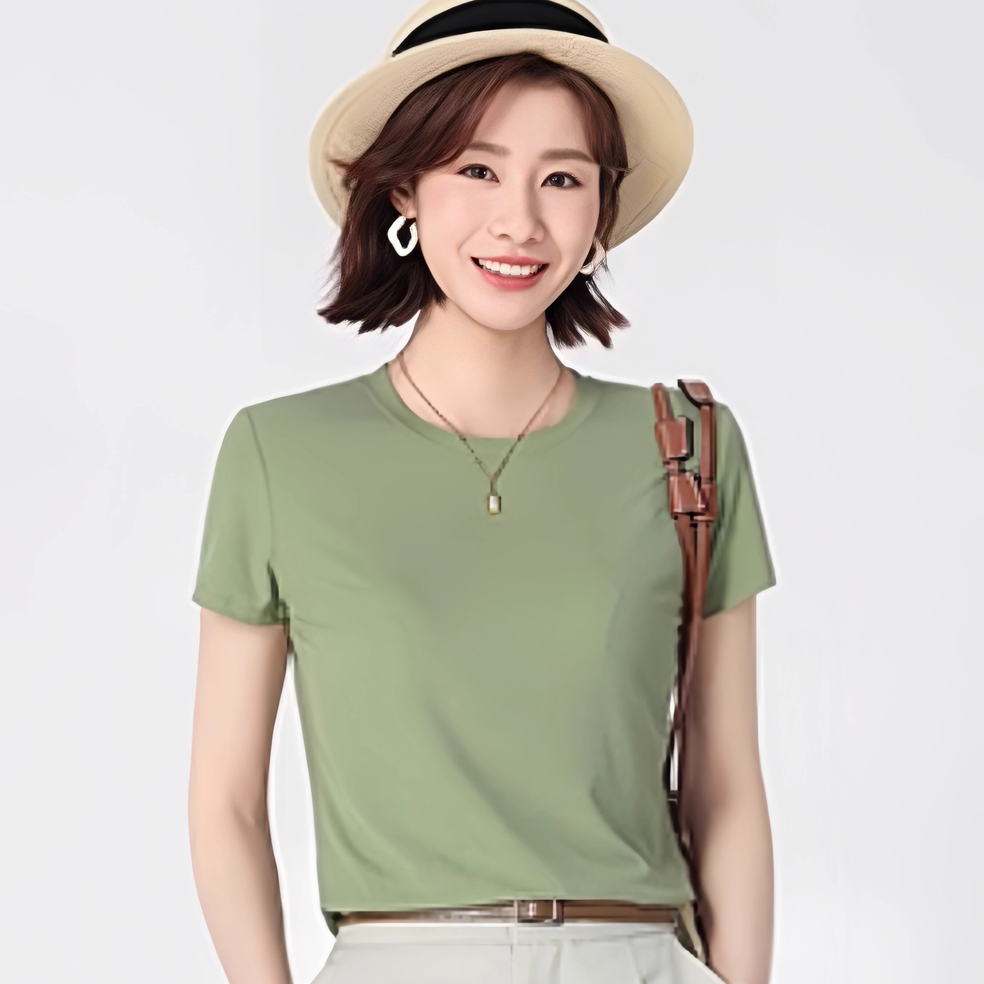 清！含桑蚕丝 短袖T恤女2026年夏季圆领真丝修身显瘦短袖上衣
