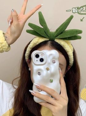 束洗脸防湿黄色手腕带头戴头箍韩版发带菠萝三件套发卡发饰发箍水