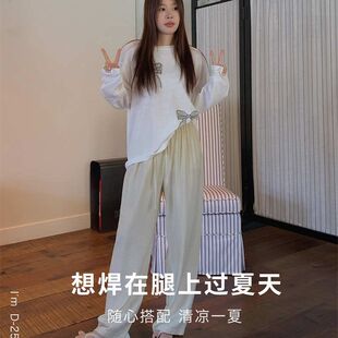 杜小宅贝壳三粒扣。皱麻兜风裤女裤D-2571
