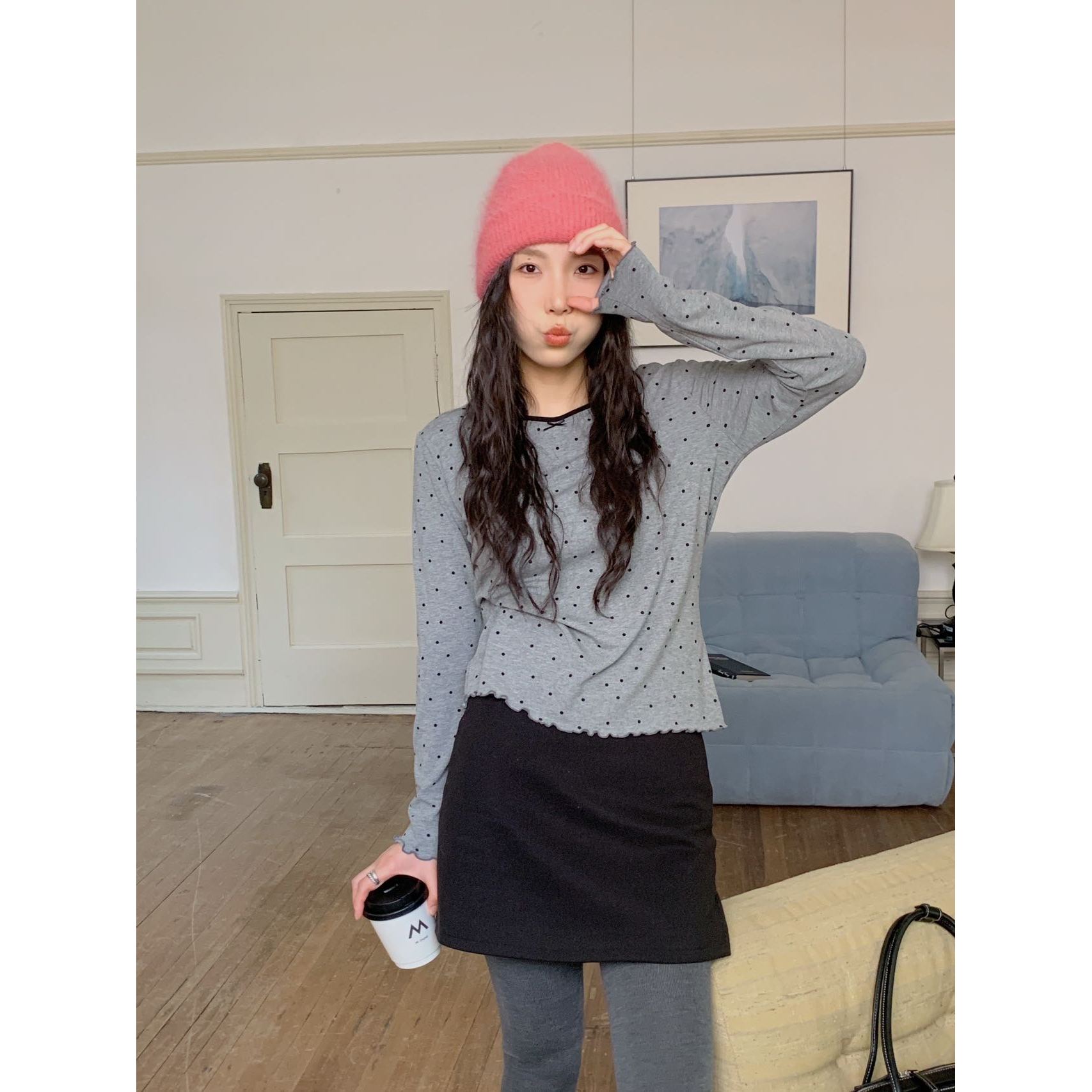 AMOMI韩系 辣妹绝美圆领单穿 A-601打底衫修身显瘦2024新款宽松