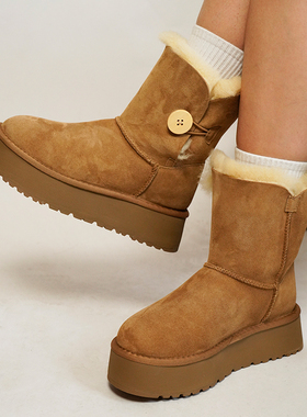 【防滑厚底5803】桑坡羊皮毛一体女款雪地靴秋冬休闲保暖防寒棉鞋