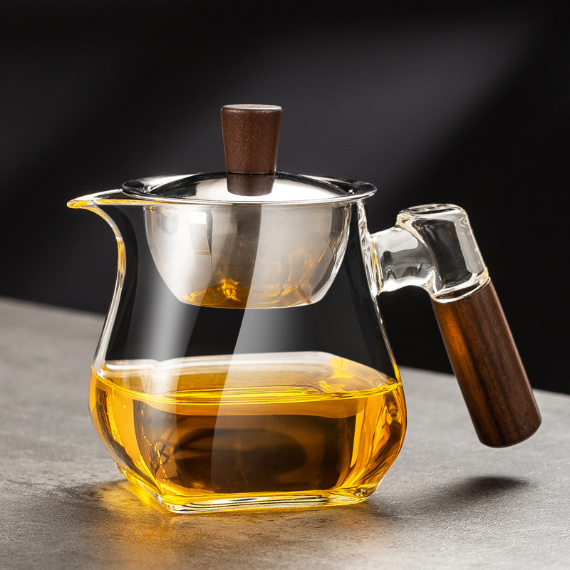 新型玻璃泡茶公道杯茶漏一体倒茶过滤网公杯带盖小青柑冲茶分茶器图片