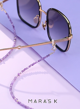 轻奢天然紫水晶眼镜链项链 时尚复古墨镜挂链耳机防丢链多功能链