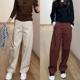 休闲裤 减龄气质爆款 2025春秋新款 垂感简约宽松香蕉裤 女 窄版 直筒裤