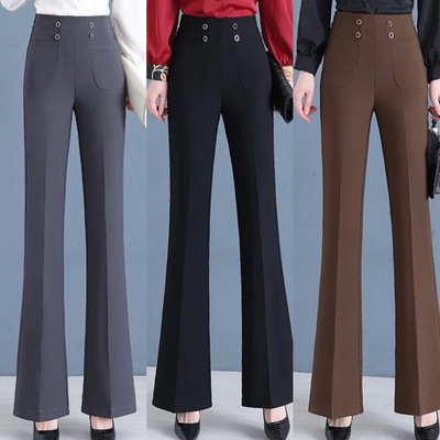 高腰修身显瘦长裤垂感松紧腰