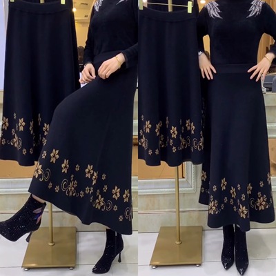 感大码气质妈妈咖色a字半身裙