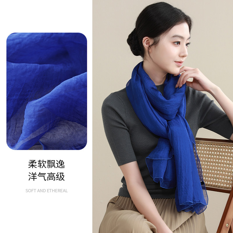 春季流行高档外搭防晒长条丝巾女