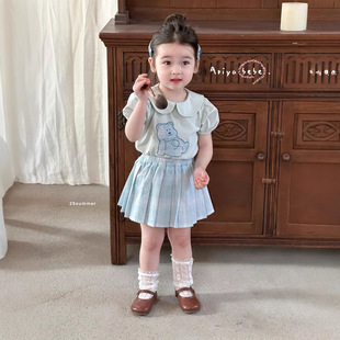 女童婴幼儿女宝宝甜美卡通上衣百褶裙两件套套装 甜甜圈夏季 071
