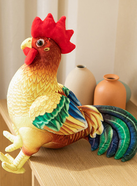 仿真大公鸡公仔毛绒玩具生肖鸡玩偶布娃娃儿童生日礼物送男孩女孩
