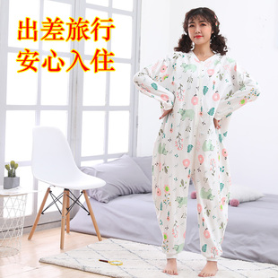 1旅行连身睡衣女 连衣连裤 春秋纯棉睡袋 如厕连体裤 200斤 大码 901