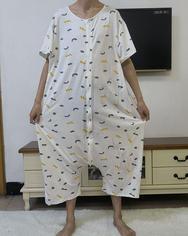 190加大加肥夏季纯棉短袖连体衣