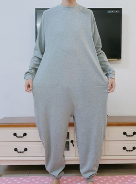 痴呆老人连体裤防脱卧床老年人连体衣服后背拉链连衣连裤睡衣灰色