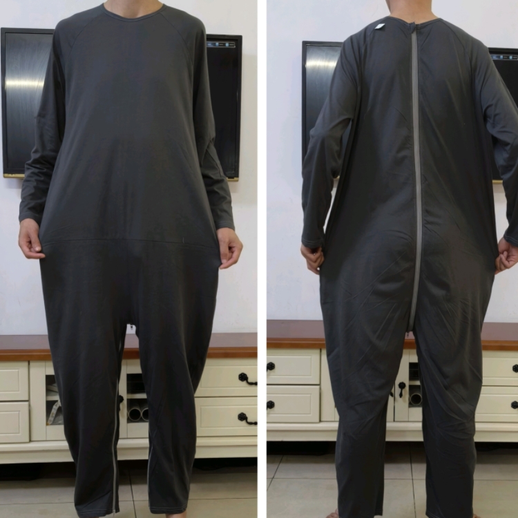 2307痴呆老人连体裤防脱卧床老年人连体衣服后背拉链连衣连裤睡衣