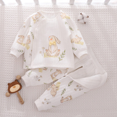 新生婴儿儿衣服秋冬a类纯棉保暖内衣套装 夹棉分体薄棉外套开裆裤