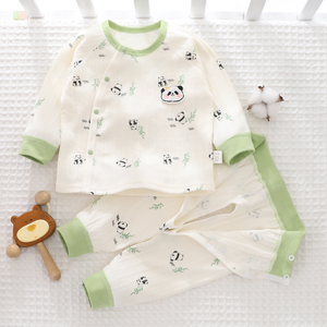 新生婴儿儿衣服a类纯棉秋衣裤男女宝宝分体开裆小月龄多巴胺套装