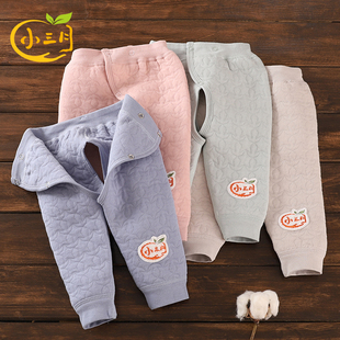 3个月新生婴儿保暖裤 子 三层夹棉春秋冬6男9女初生宝宝1岁开裆档裤