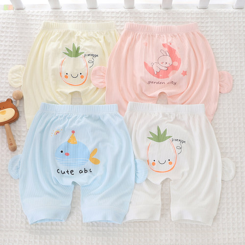 夏季婴儿大PP裤子宝宝卡通短裤儿童莫代尔五分裤薄款短裤0-1-3
